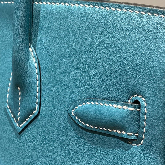 HM Shoulder Birkin 29 Teal Blue Leather 222333