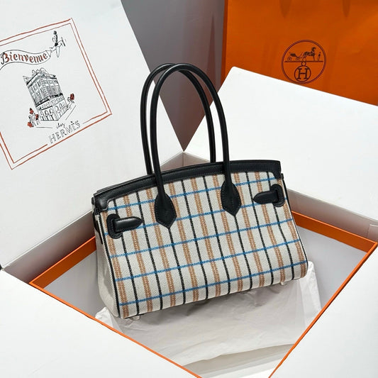 HM Shoulder Birkin 29cm Black Swift Cowhide Toile H Shw 249917