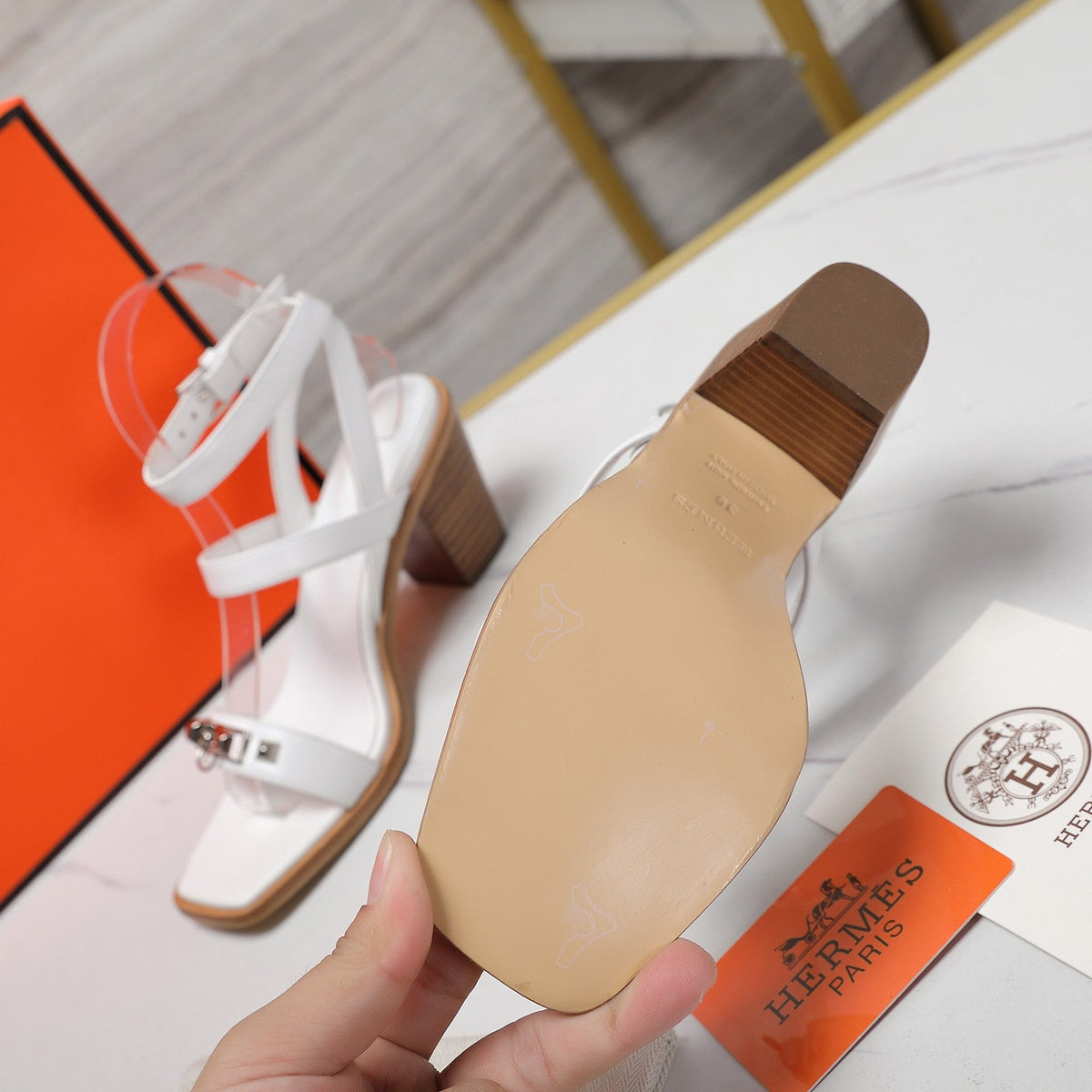 HM Ivresse 65 Sandal White Calfskin