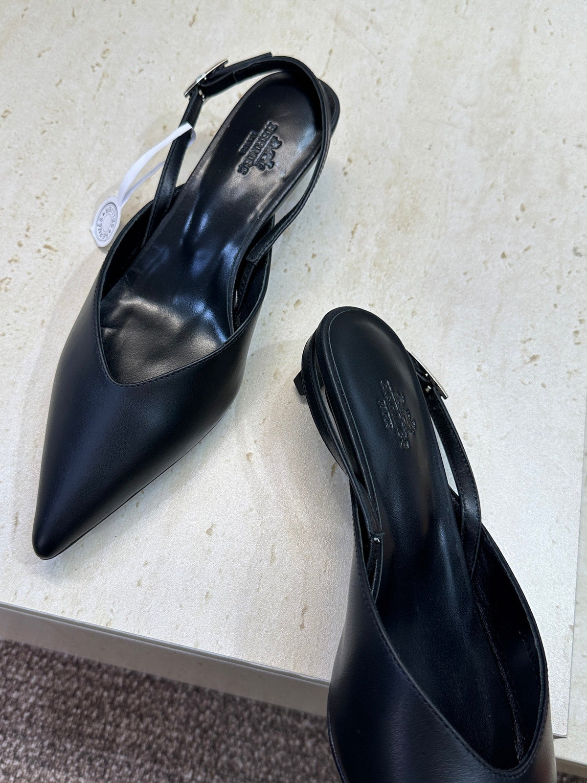 HM Nicoletta Slingback 4cm Black Calfskin 830193