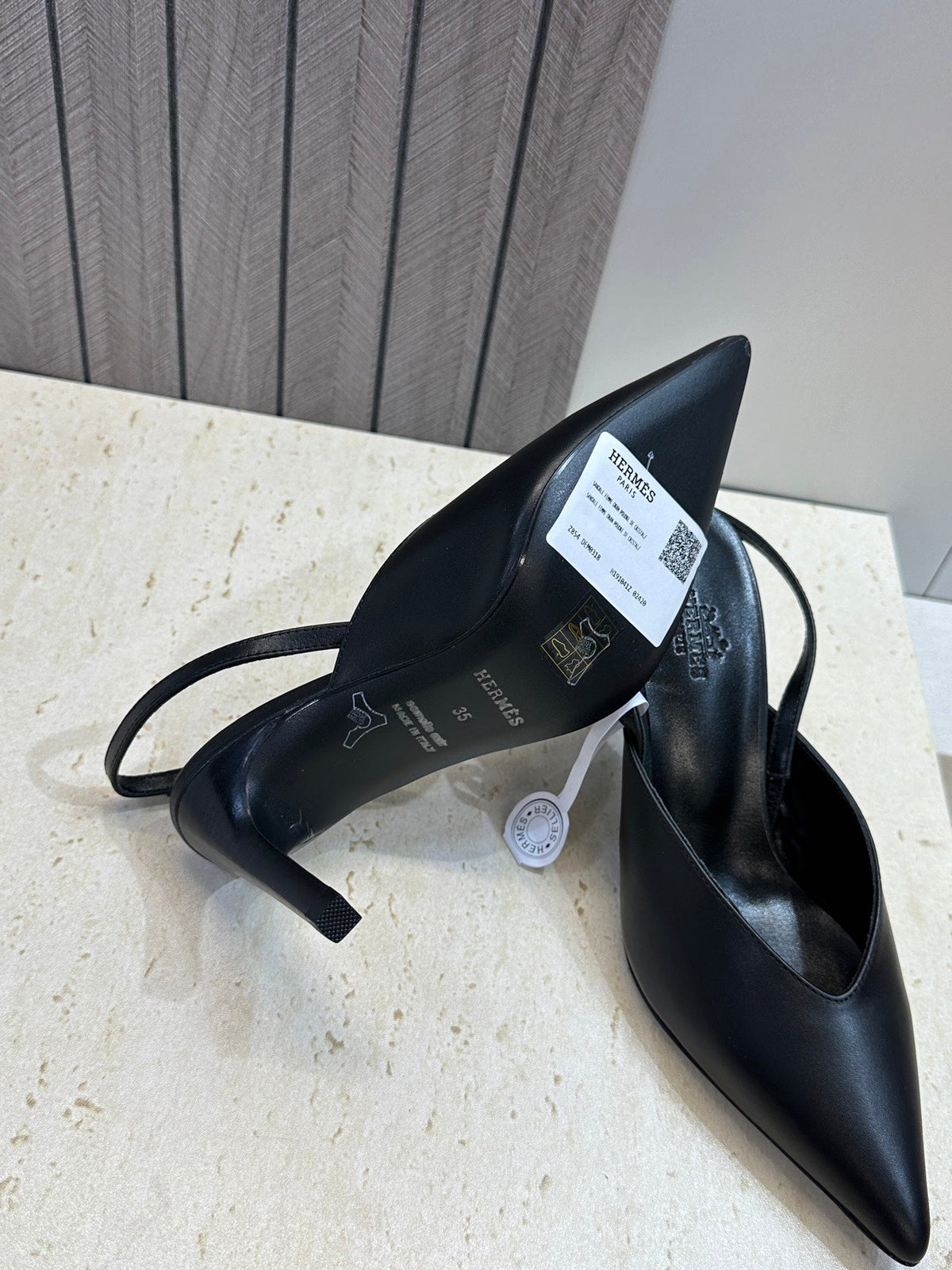 HM Nicoletta Slingback 9cm Black Calfskin 830198