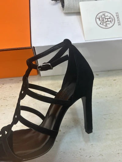 HM 26ss High Heels Sandals 95 Black Suede 633225