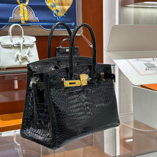 HM Birkin 30 Bag Black Shiny Crocodile Leather GHW (12 days of production)