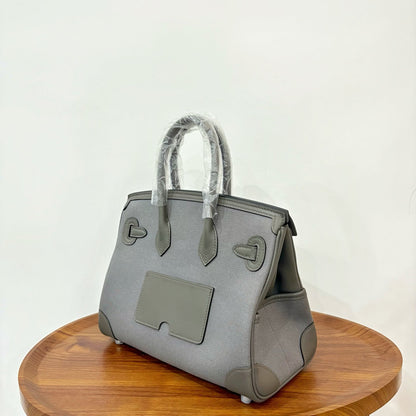 HM Birkin Cargo 25CM Handbag Grey Swift Canvas