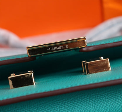 HM CONSTANCE BAG 19 TURQUOISE EPSOM GOLD HARDWARE