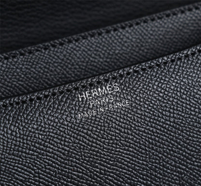 HM CONSTANCE BAGS 19 BLACK EPSOM SILVER HARDWARE