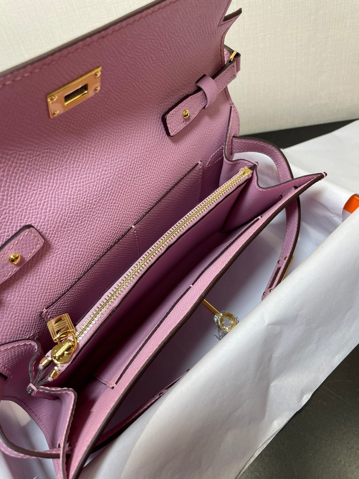 kelly woc 20.5 light pink epsom gold hardware
