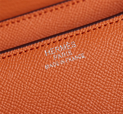 HM CONSTANCE BAGS 22 ORANGE EPSOM SILVER HARDWARE