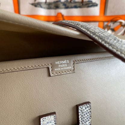 HM Jige Elan 29 Clutch In Taupe Calfskin With White Lizard Skin (25 days of production)