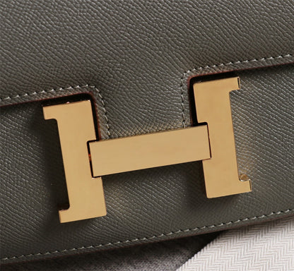 HM CONSTANCE BAGS 19 PEWTER GRAY EPSOM