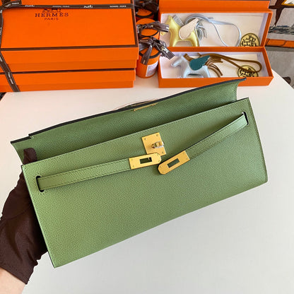 HM Kelly Cut 31 Olive Green Epsom Leather Gold Hardware 229045