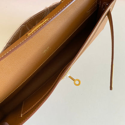 HM Kelly Cut 31 Peanut Butter Epsom Leather Gold Hardware 229057