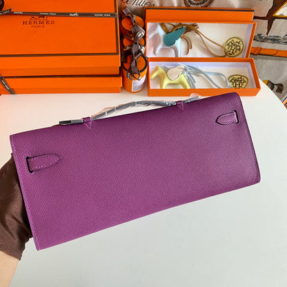 HM Kelly Cut 31 Violet Epsom Leather Silver Hardware 229036