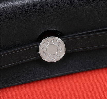 HM HERBAG ZIP 31 BLACK AND ROSE CANVAS