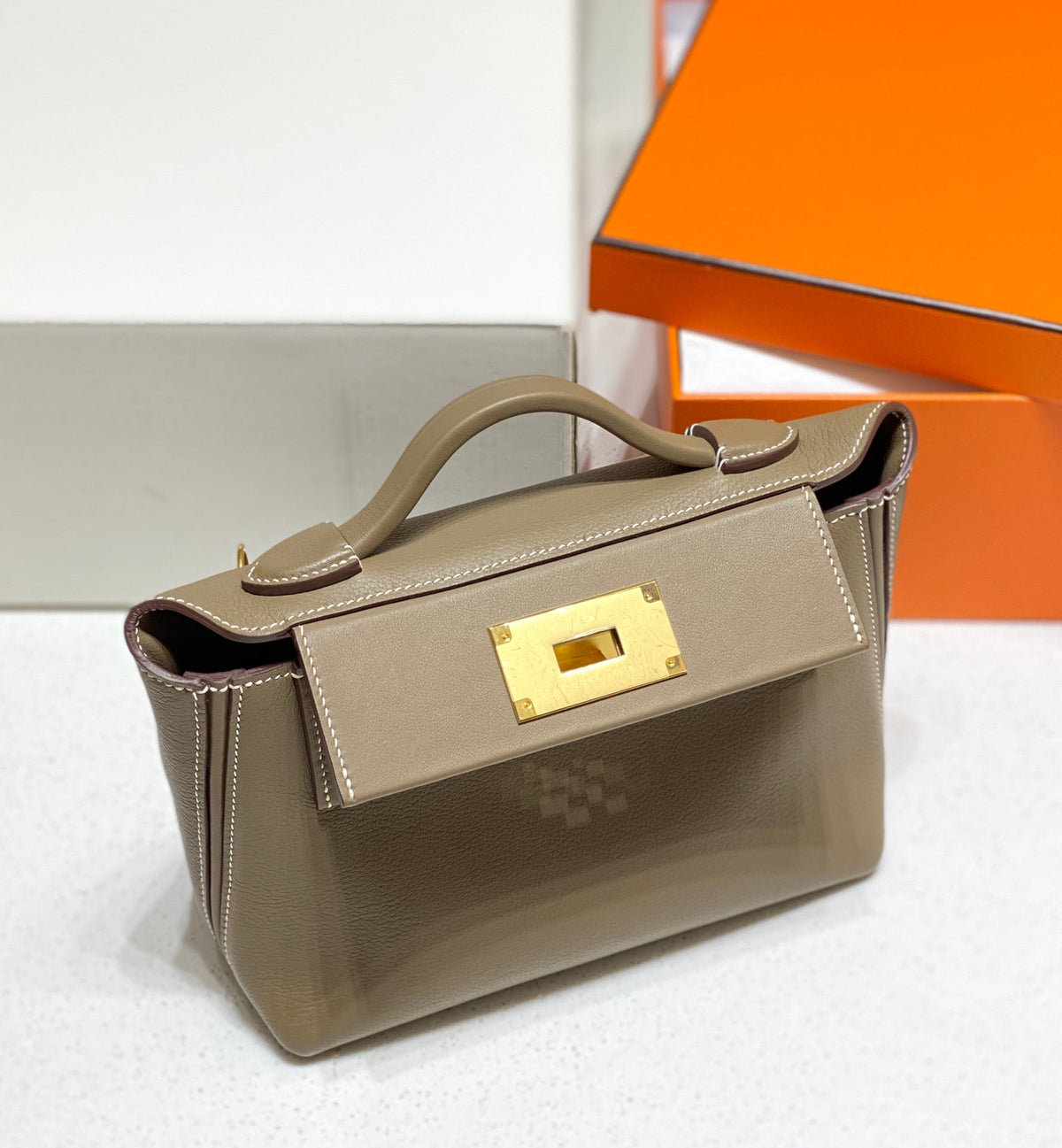 HM Mini 24 Sur 24 Bag 21cm Light Brown Swift Cowhide Gold Hardware 250250