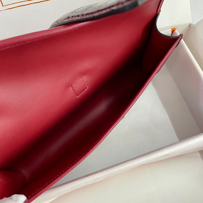HM Jige Elan 29 Clutch In Cherry Red Calfskin With Wine Red Lizard Skin (25 days of production)