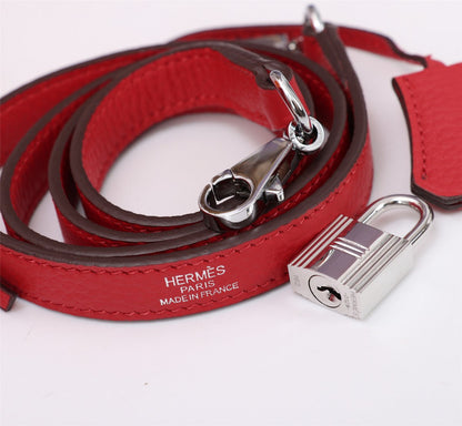 HM KELLY BAG 25 RED TOGO SILVER HARDWARE