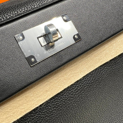 HM 24/24 Bag Black Leather Silver Hardware