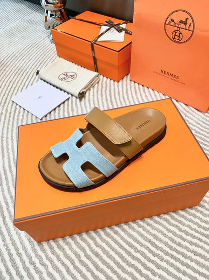 HM Chypre Sandal Cloud Blue Mix Light Brown Lambskin And Denim  963242