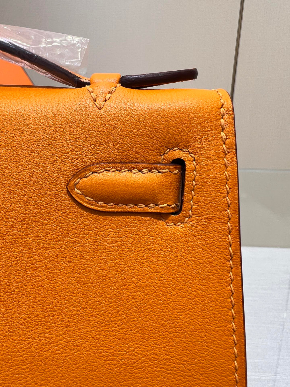 HM KELLY POCHETTE 22CM ORANGE SWIFT SILVER HARDWARE