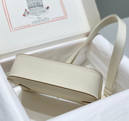 KELLY 23CM JYPSIERE WHITE LEATHER CROSSBODY BAG SHW