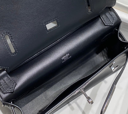 HM JYPSIÈRE MINI 23 BLACK CALFSKIN SILVER HARDWARE