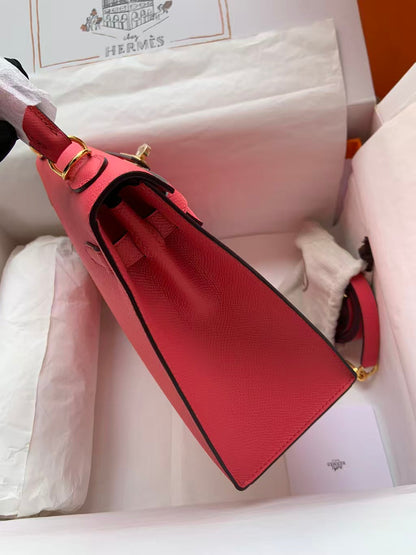 HM Kelly Sellier 25 Bag Rose Extreme Epsom Leather