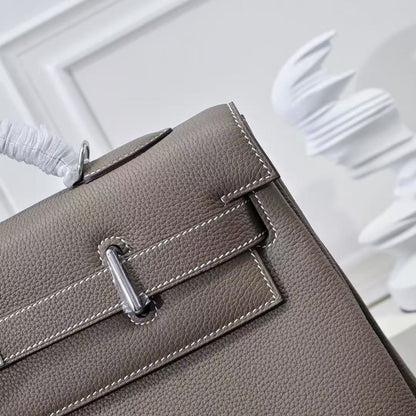 HM Kelly 42cm For Men Taupe Togo Leather Sliver Hardware