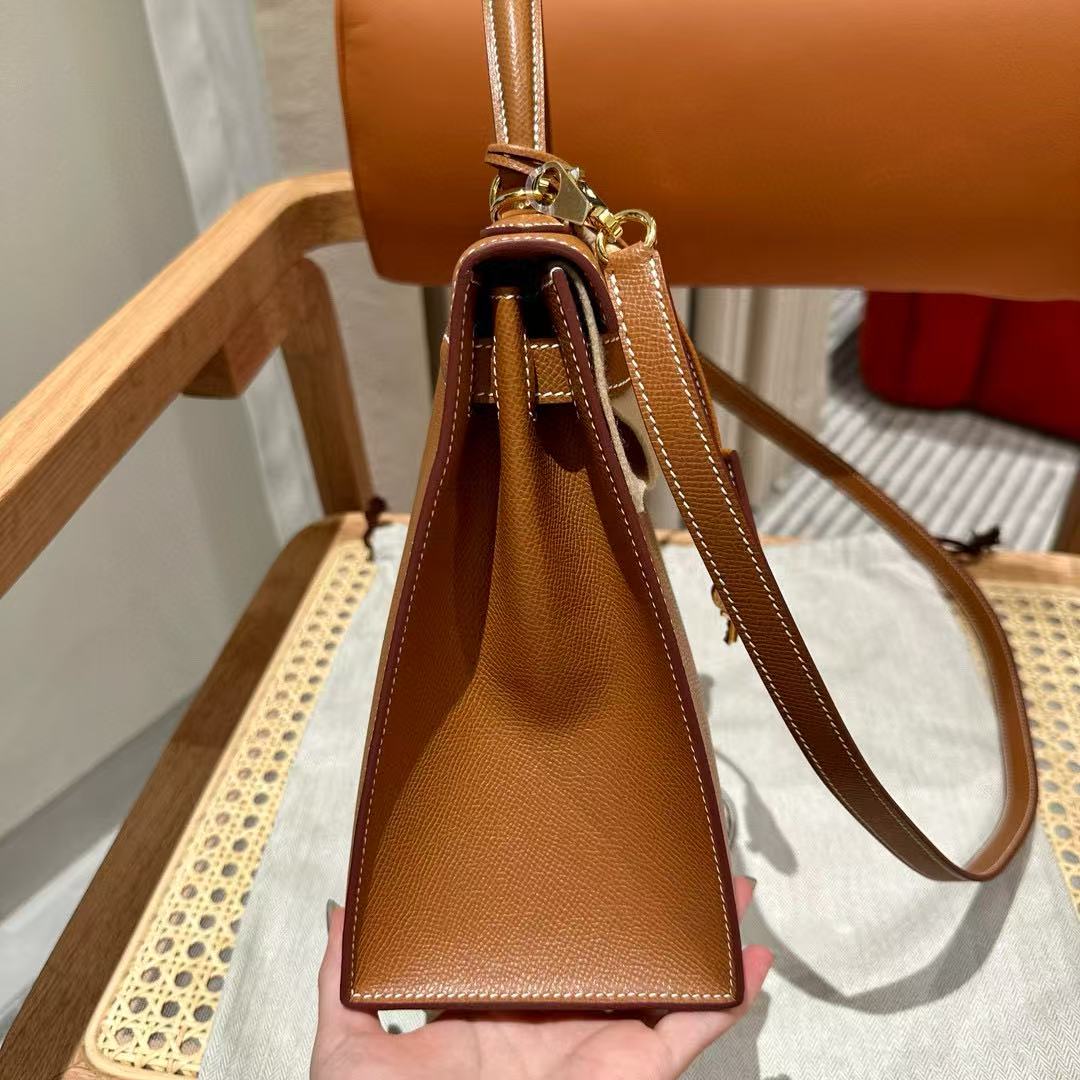 HM Kelly 28 Bag Brown Togo Leather GHW