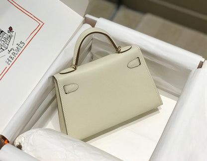 HM KELLY MINI 20 WHITE EPSOM GOLD HARDWARE 759206