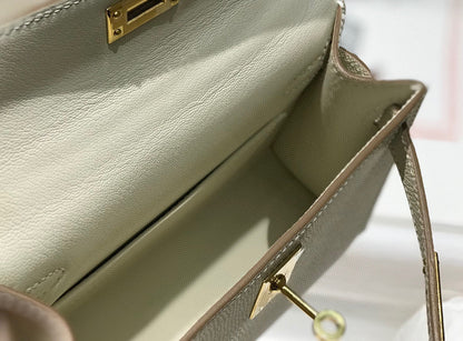 HM KELLY MINI 20 WHITE EPSOM GOLD HARDWARE 759206