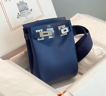 HM HAC A DOS PM 26CM NAVY BLUE TOGO LEATHER SILVER HARDWARE