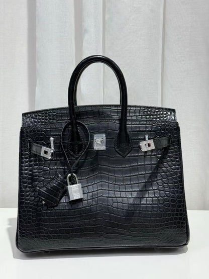 HM Birkin 35cm Black Crocodile Silver Hardware (Needs 30 days to prepare goods)