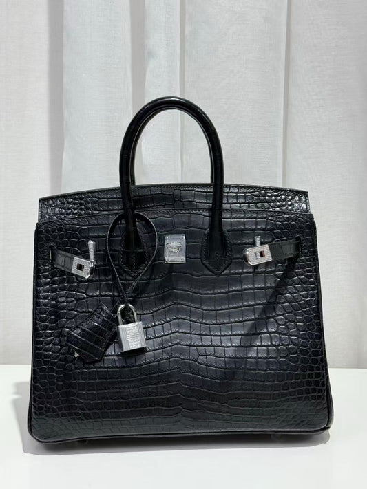 HM Birkin 35cm Black Crocodile Silver Hardware (Needs 30 days to prepare goods)
