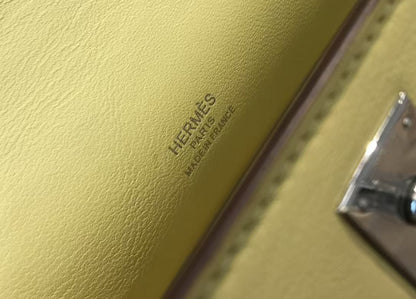 Kelly Pochette 22 Bag Yellow Silver Calfskin