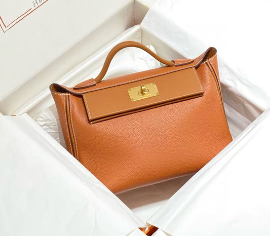 HM 24/24 Mini Bag Gold Evercolor Leather Gold Hardware