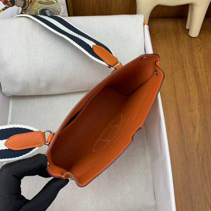 HM Videpoches Crossboby Bag 24cm Orange Togo Leather