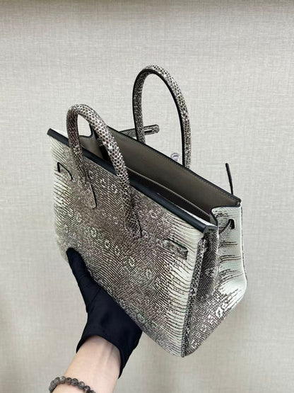 HM Ombre Birkin 25cm Black White Lizard SHW (15 day production)