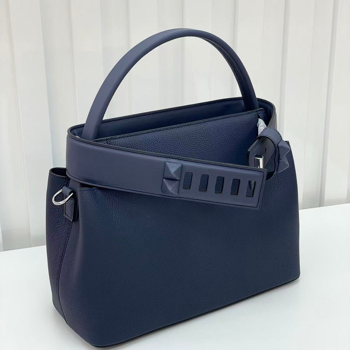 HM Medor Bag With Collier De Chien Clasp Dark Blue Togo And Swift Calfskin