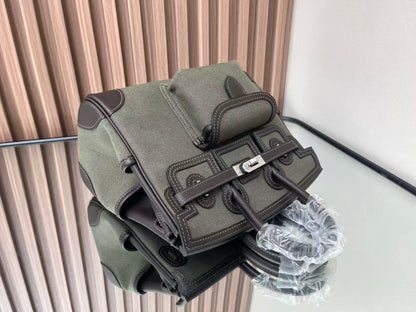 HM Birkin 25 Cargo Olive Green Black Olive Green Black