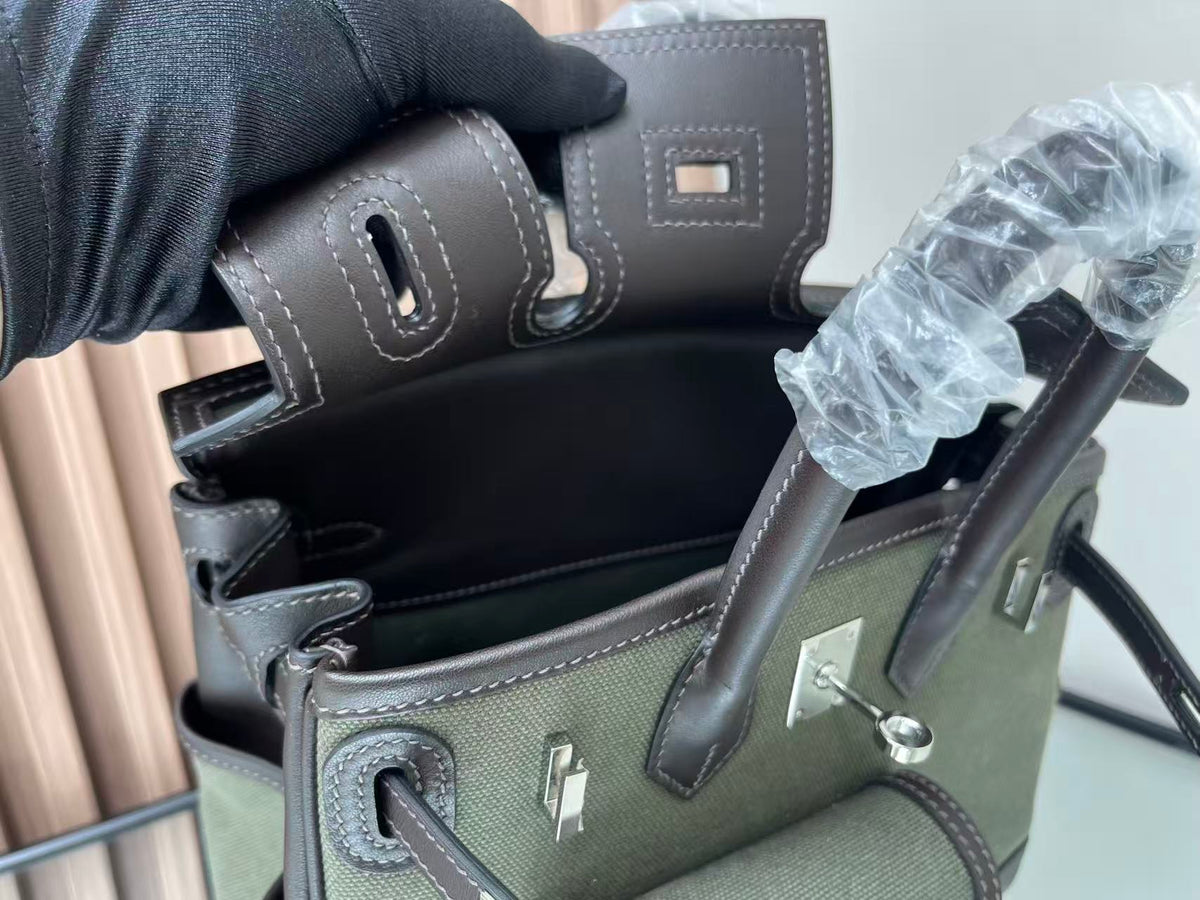 HM Birkin 25 Cargo Olive Green Black Olive Green Black