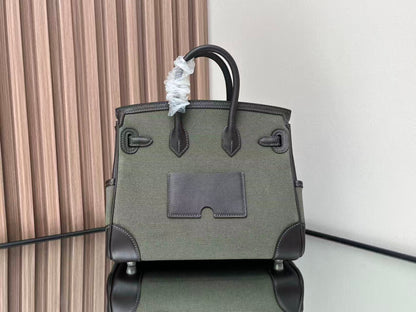HM Birkin 25 Cargo Olive Green Black Olive Green Black