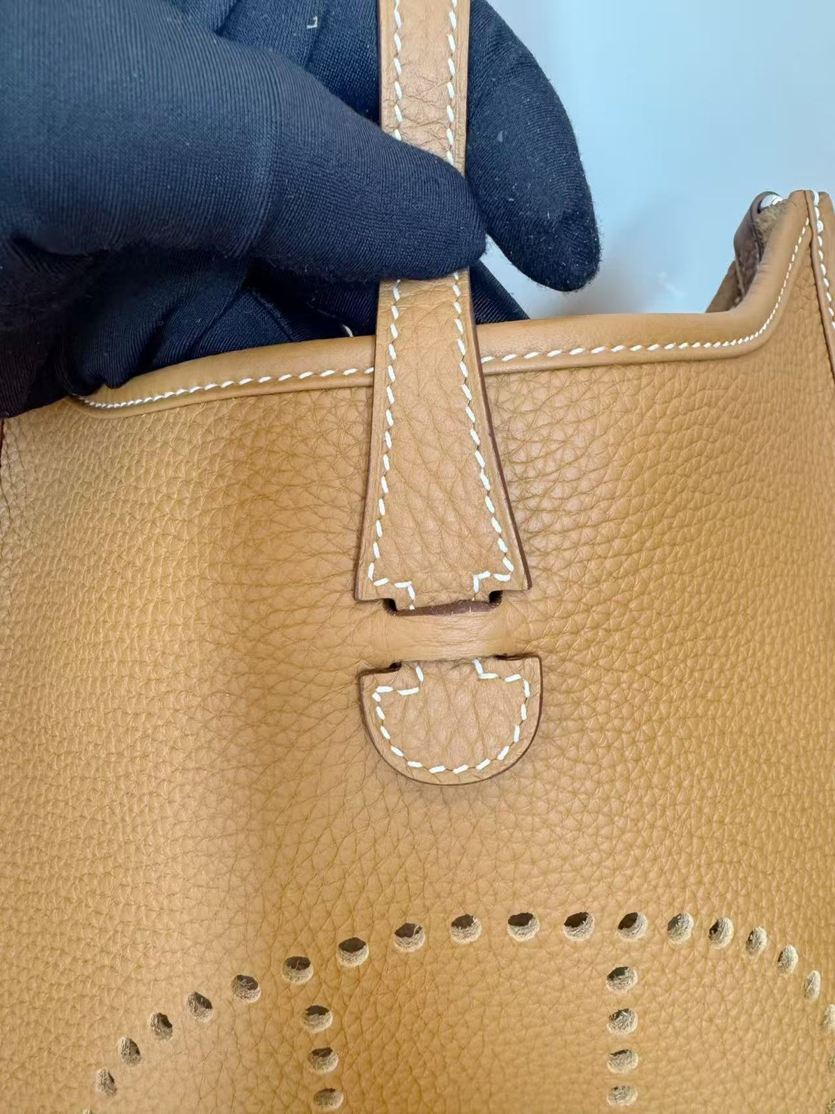 HM Evelyne 23cm Tan Brown Togo Leather