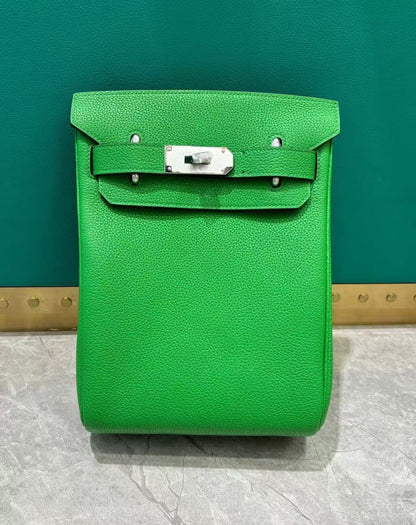 HM 25 Hac a Dos PM Bag Green Silver Togo Leather
