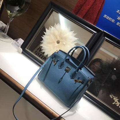 HM Kelly Bag 25cm Stale Blue Togo Leather SHW