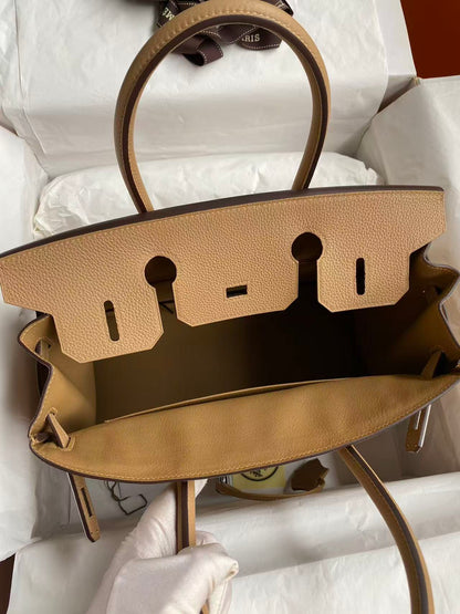 HM BIRKIN 25CM BEIGE TOGO LEATHER SLIVER HARDWARE