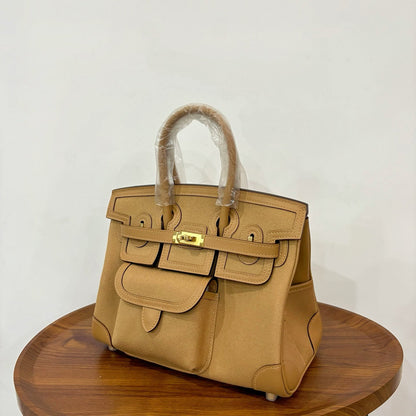 HM Birkin Cargo 25CM Handbag Sand Beige Swift Canvas