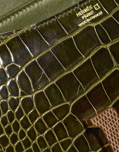 HM Constance Bag 18cm Olive Green Crocodile (15 day for production)