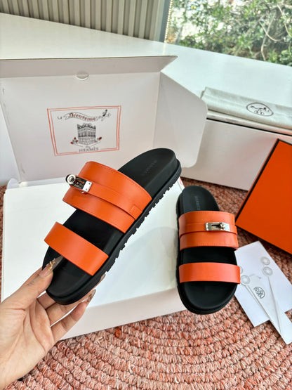 HM Jackson Sandal Orange Black Leather 648476