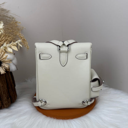 HM Kelly Jump Backpack White Cowhide Sliver Hardware 270038